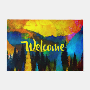 Mountain sunset  doormat