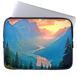Mountain Sunset: Golden Valley Peace Art Laptop Sleeve