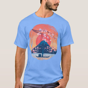 Mountain Sunset Japanese Sakura Pink Flower Cherry T-Shirt