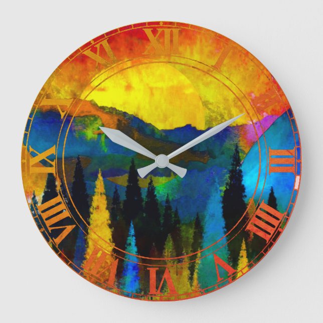 Mountain sunset  large clock (Front)