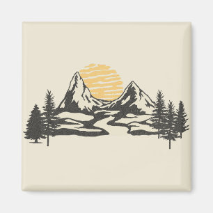 Mountain sunset magnet