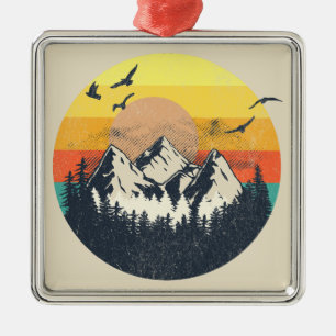 Mountain sunset metal tree decoration