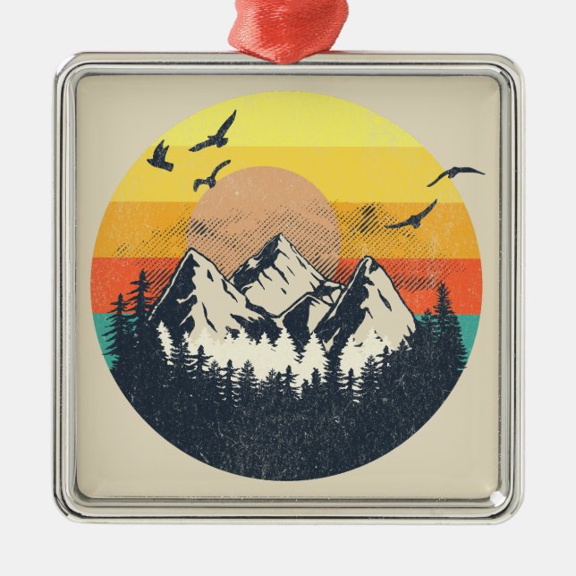 Mountain sunset metal tree decoration (Front)
