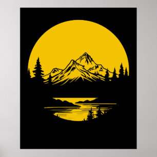 Mountain Sunset Outdoors Nature Silhouette Poster