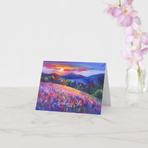 Mountain sunset painting customisable card