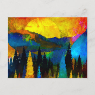 Mountain sunset postcard