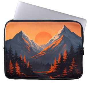 Mountain Sunset Reflection Fiery Orange Sky  Laptop Sleeve