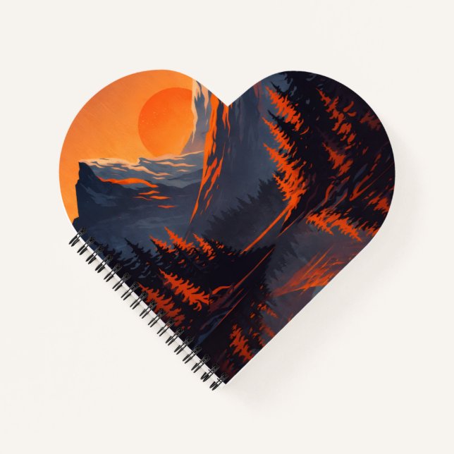 Mountain Sunset Reflection Fiery Orange Sky  Notebook (Front)