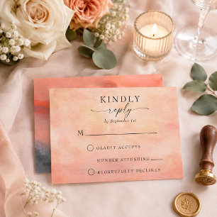 Mountain Sunset Rustic Watercolor RSVP Card