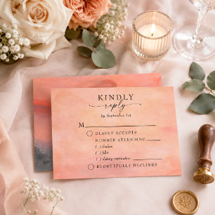 Mountain Sunset Rustic Watercolor Wedding Meal RSVP Card