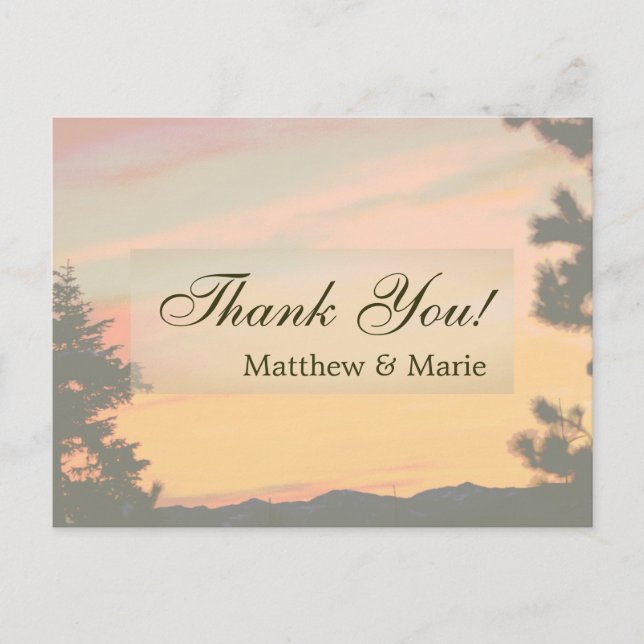 Mountain Sunset Thank You Postcard (Front)
