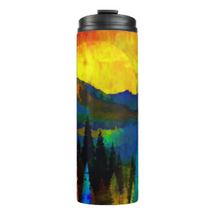 Mountain sunset thermal tumbler