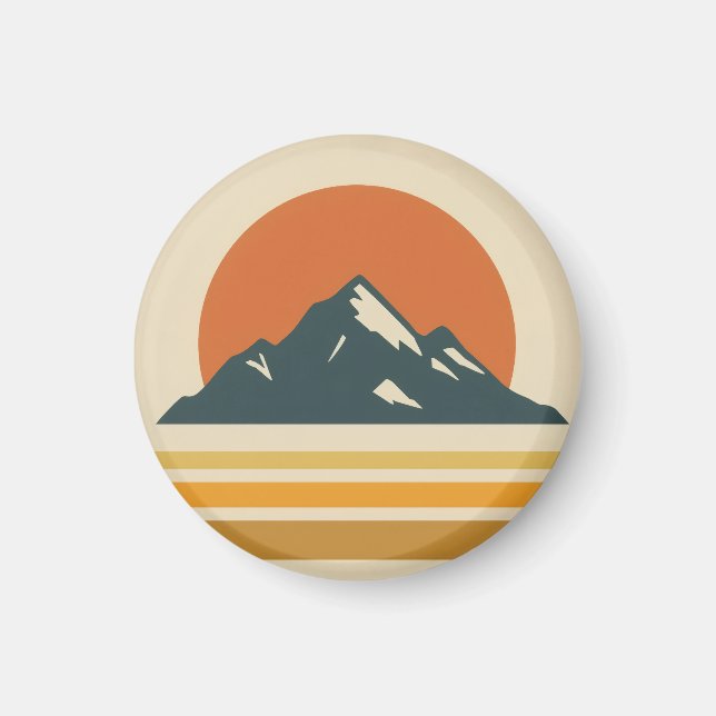 Mountain Sunset Vintage Magnet (Front)