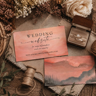 Mountain Sunset Watercolor Rustic Wedding Website Enclosure Card
