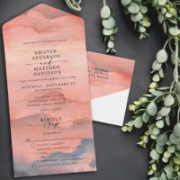 Mountain Sunset Watercolor Wedding Meal
