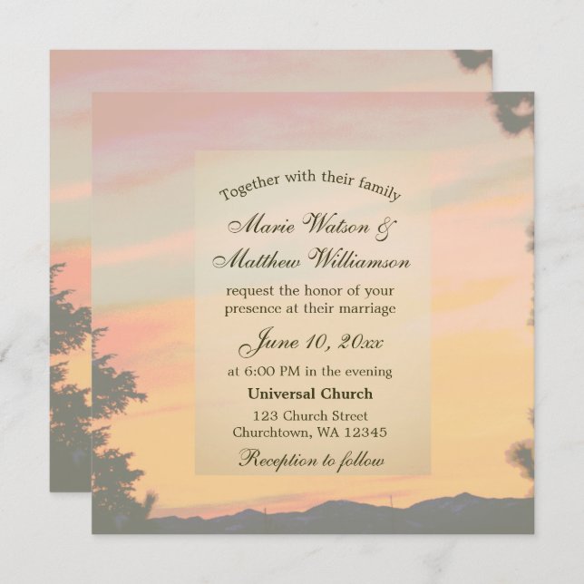Mountain Sunset Wedding Invitation (Front/Back)