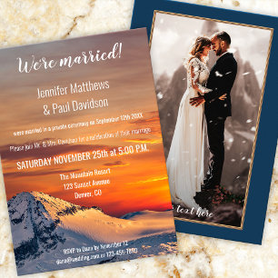 Mountain Sunset Wedding Reception Photo Invitation