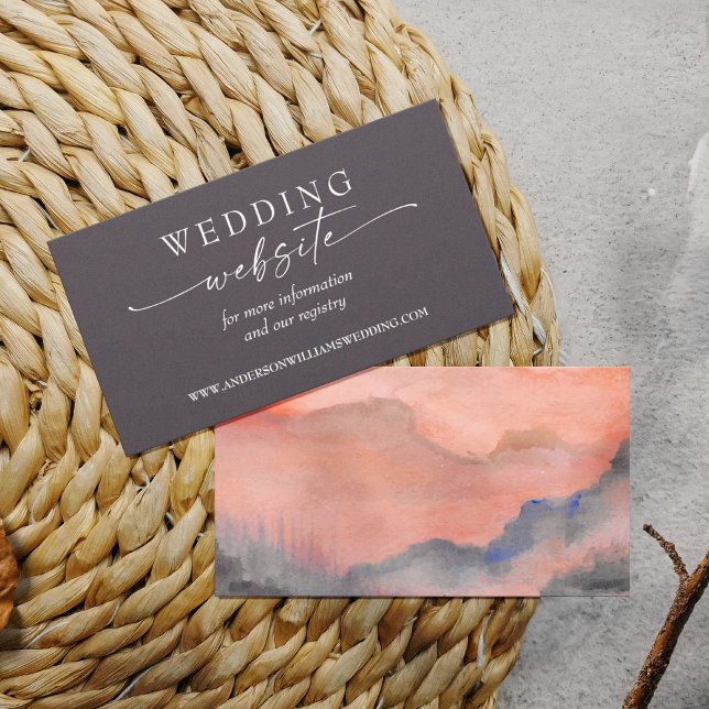 Mountain Sunset Wedding Website Rustic Grey Enclosure Card (Creator Uploaded)