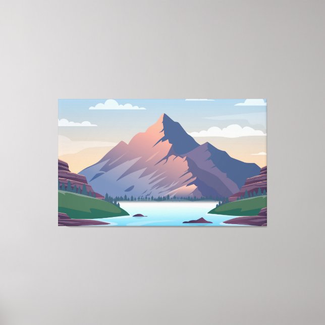 Mountain surrounded by a river canvas print (Front)