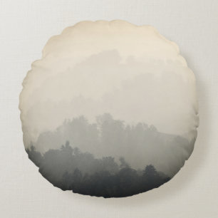 MOUNTAIN SURROUNDED BY TREES ROUND CUSHION