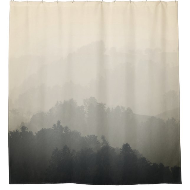 MOUNTAIN SURROUNDED BY TREES SHOWER CURTAIN (Front)