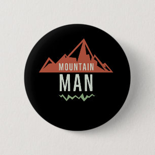 mountain theme design dark colours 6 cm round badge