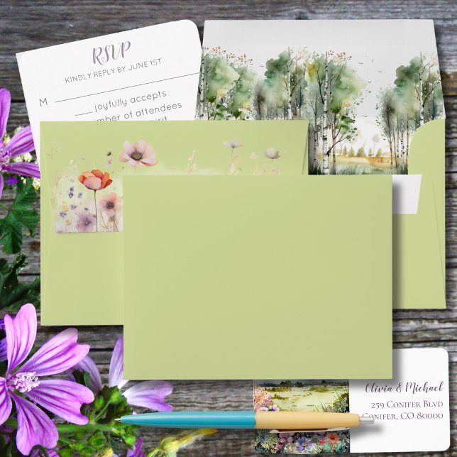 Mountain Thyme Wildflower Wedding RSVP Envelope (Creator Uploaded)