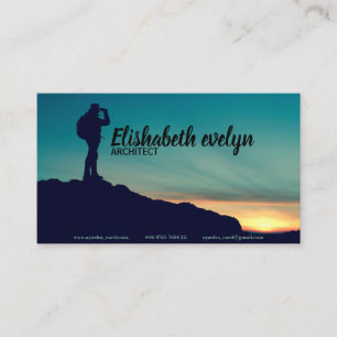 mountain top mountaineer silhouette business card