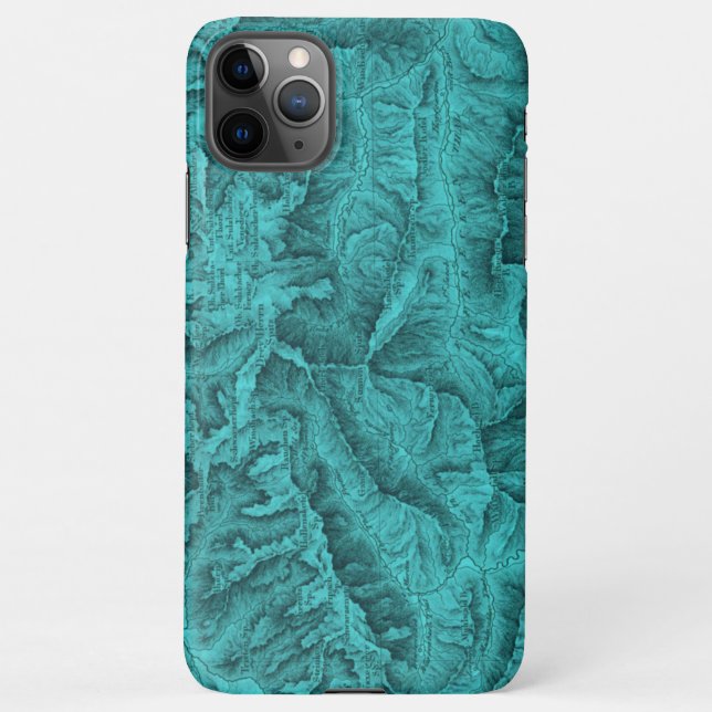 Mountain Topographic Map Blue  iPhone Case (Back)