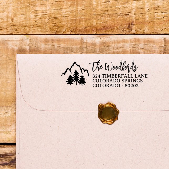 Mountain Tops & Pines Rustic Family or Wedding Self-inking Stamp (Creator Uploaded)