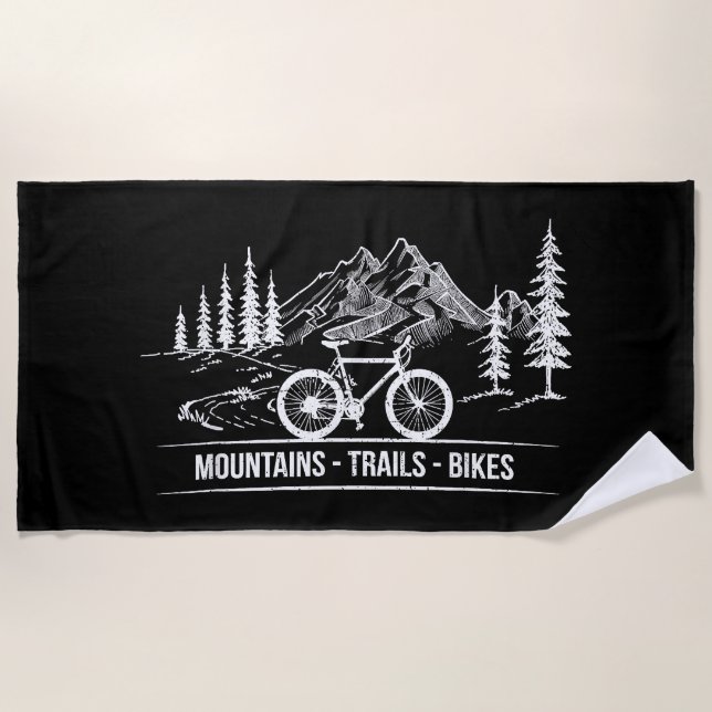 Mountain Trail Bikes - Cyclist Bike Rider Bicycle  Beach Towel (Front)