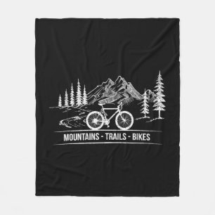Mountain Trail Bikes - Cyclist Bike Rider Bicycle  Fleece Blanket