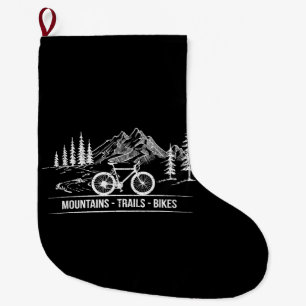 Mountain Trail Bikes - Cyclist Bike Rider Bicycle  Large Christmas Stocking