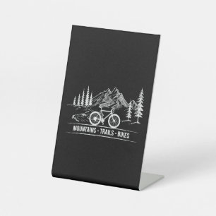 Mountain Trail Bikes - Cyclist Bike Rider Bicycle Pedestal Sign