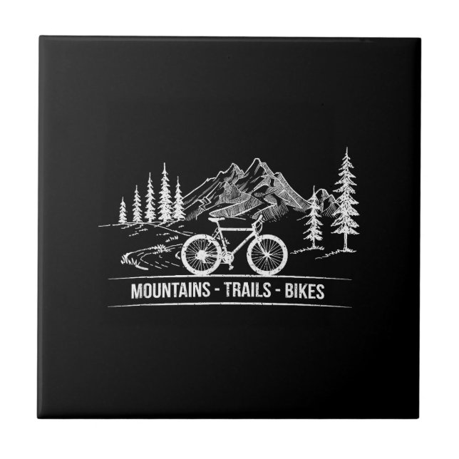 Mountain Trail Bikes - Cyclist Bike Rider Bicycle  Tile (Front)
