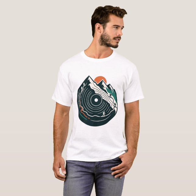 Mountain Trail Topographic Hiking Adventure T-Shirt (Front Full)