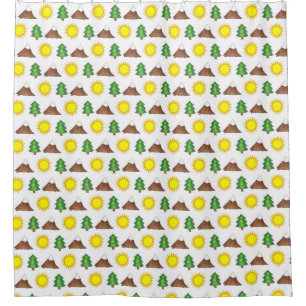 Mountain Tree Sunshine Camping Campground Woods Shower Curtain