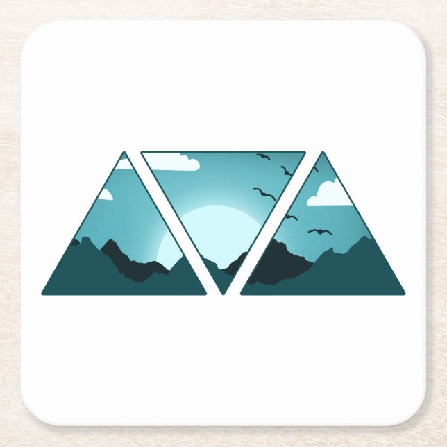 Mountain Triangles Square Paper Coaster (Front)