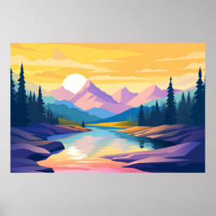Mountain Valley Landscape Nature Poster
