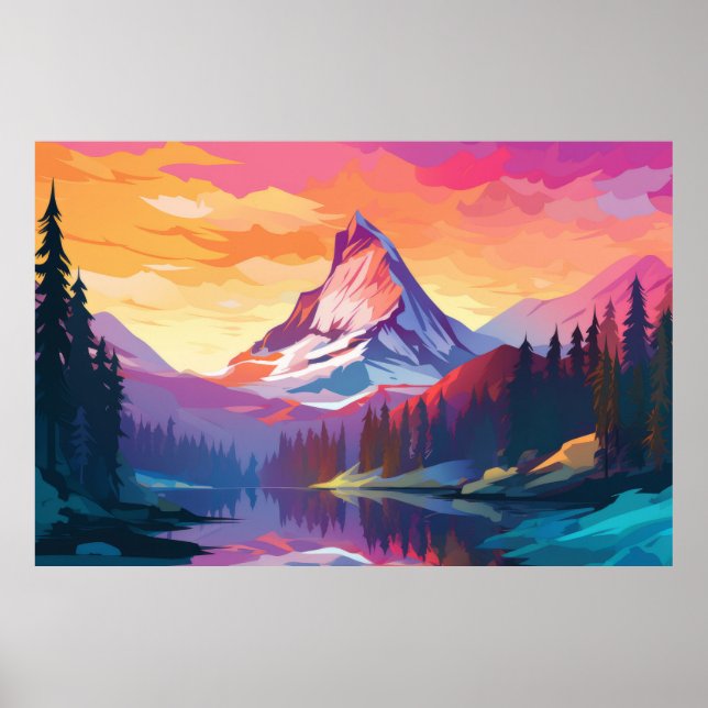 Mountain Valley River Landscape Nature Poster (Front)