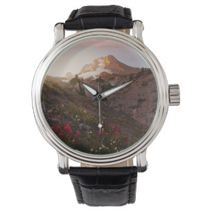 Mountain Valley Sunset Watercolor Watch