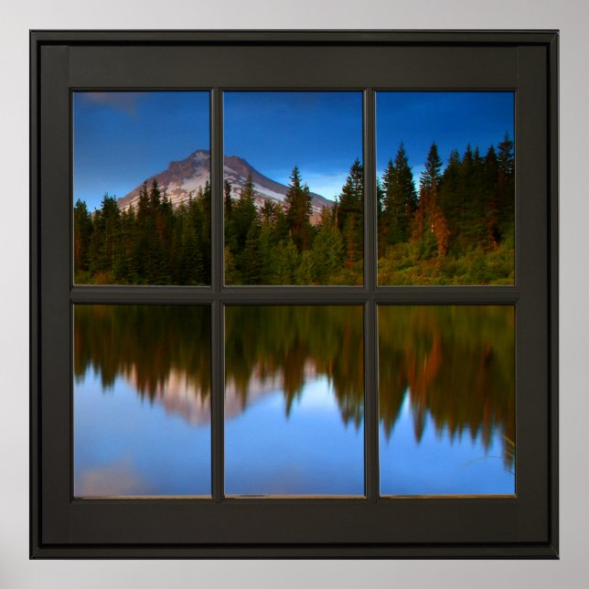 Mountain View 24x24 Black Faux Window Poster (Front)