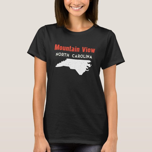 Mountain View and Bayshore North Carolina USA Stat T-Shirt (Front)