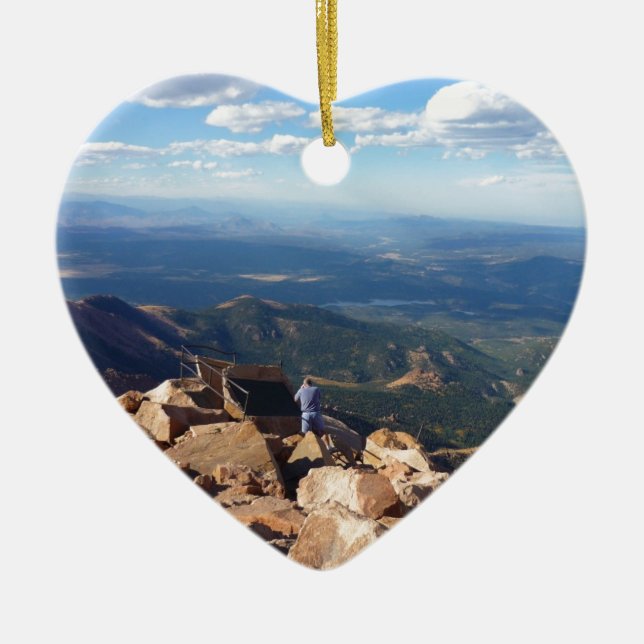 Mountain view at the top of Pikes Peak Ceramic Tree Decoration (Front)
