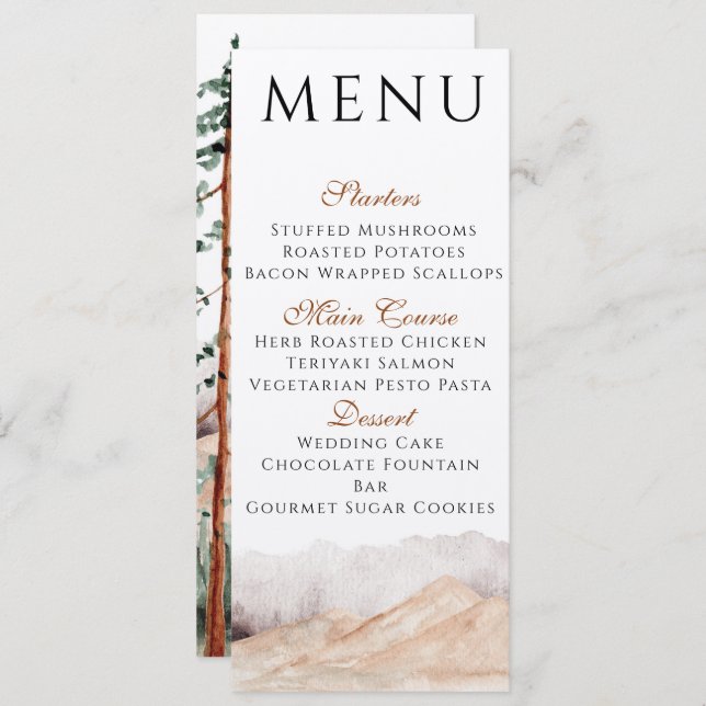 Mountain View Menu Invitation (Front/Back)