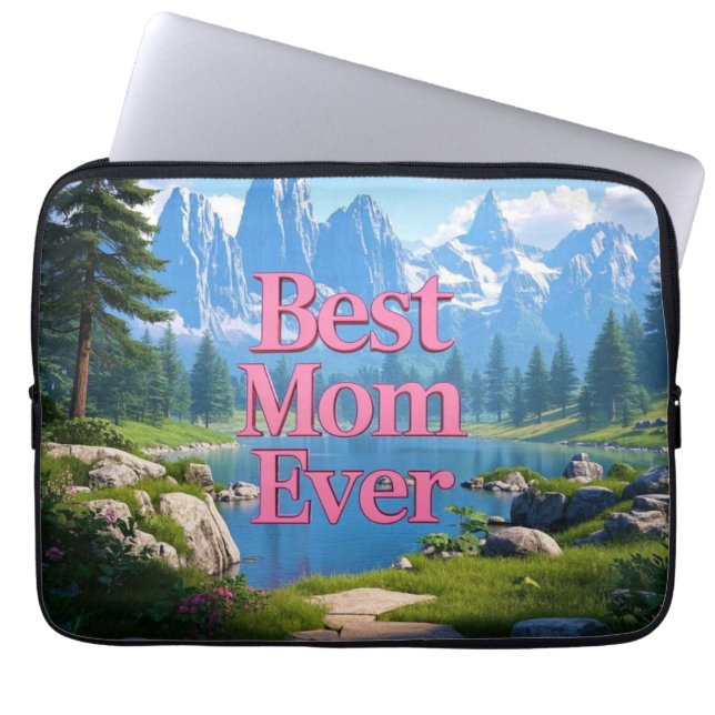 Mountain View Mother's Day Best Mum Ever Laptop Sleeve (Front)