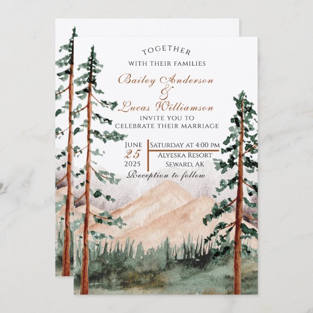 Mountain View Wedding Invitations (Front/Back)