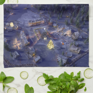 Mountain Village Christmas Kitchen Towel