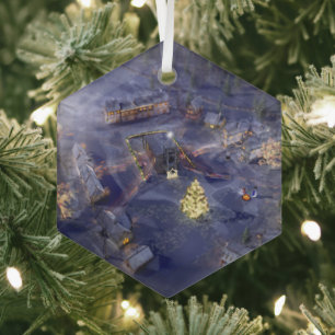 Mountain Village Christmas Ornament