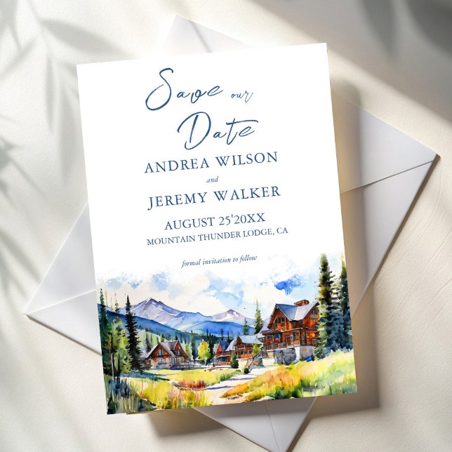 Mountain village Colorado summer scenery Invitation (Mountain village Breckenridge Colorado summer valley scenery save the date Invitation template)